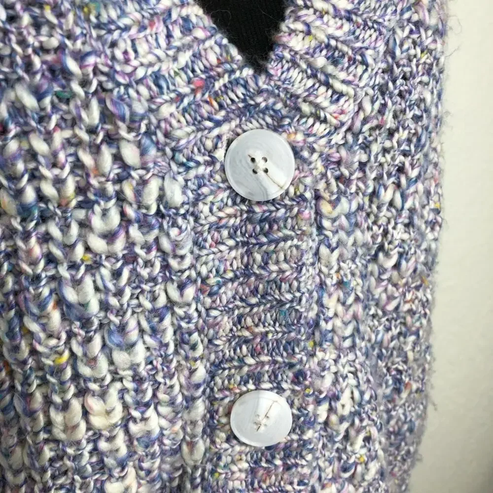 Pistola Lorena purple white confetti wool alpaca blend button cardigan Small